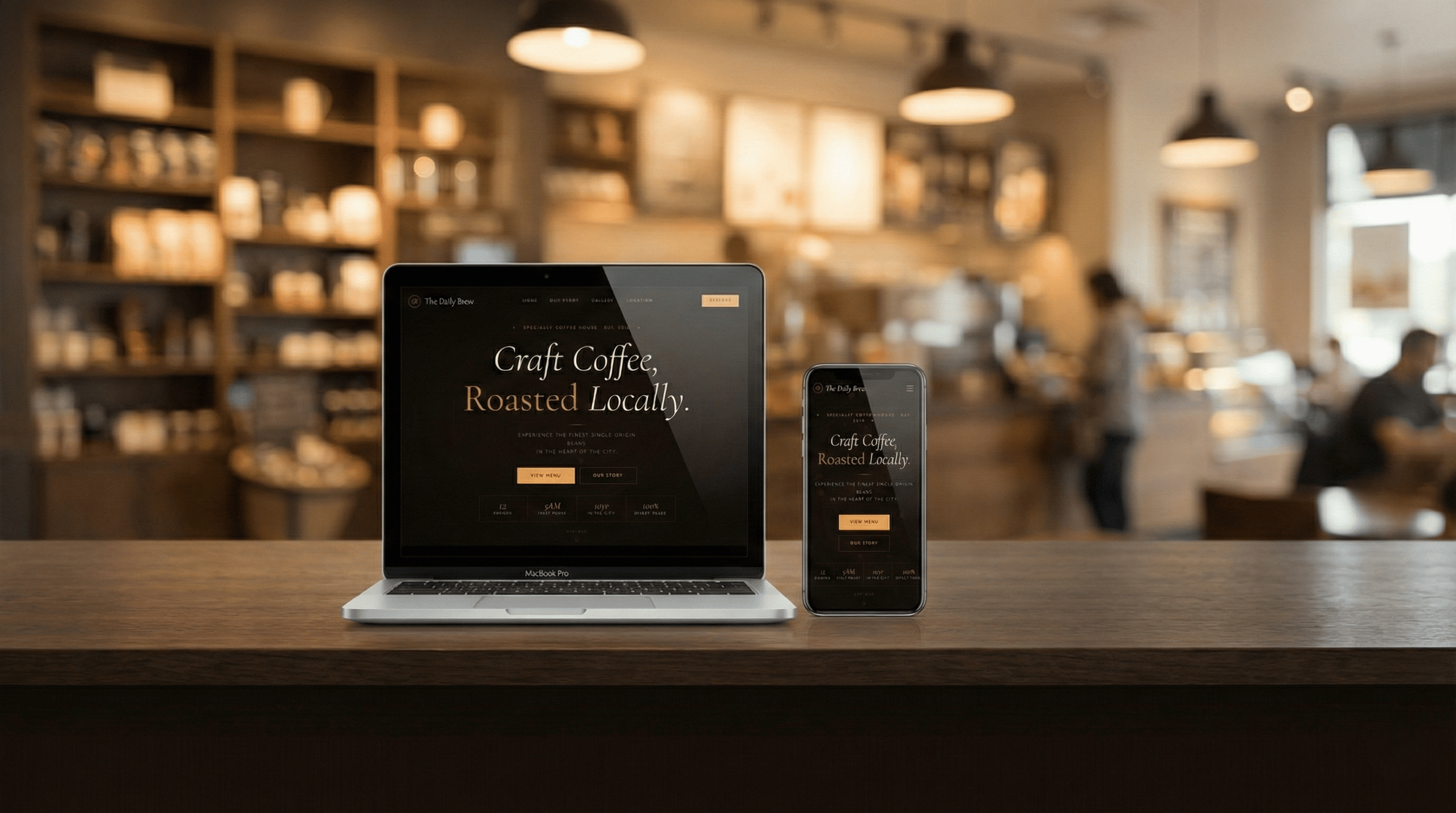 Restaurant and cafe website design for The Daily Brew by Lucky Sen